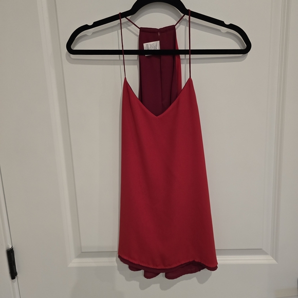 Express Tops - Express Vibrant Red Camisole Top, Reversivle, XS, Layer, Minimalist, Capsule Pc